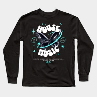 HOUSE MUSIC  - Butterfly Y2K Steez (white/blue) Long Sleeve T-Shirt